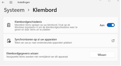 klembord geschiedenis aan - organiseren met outlook